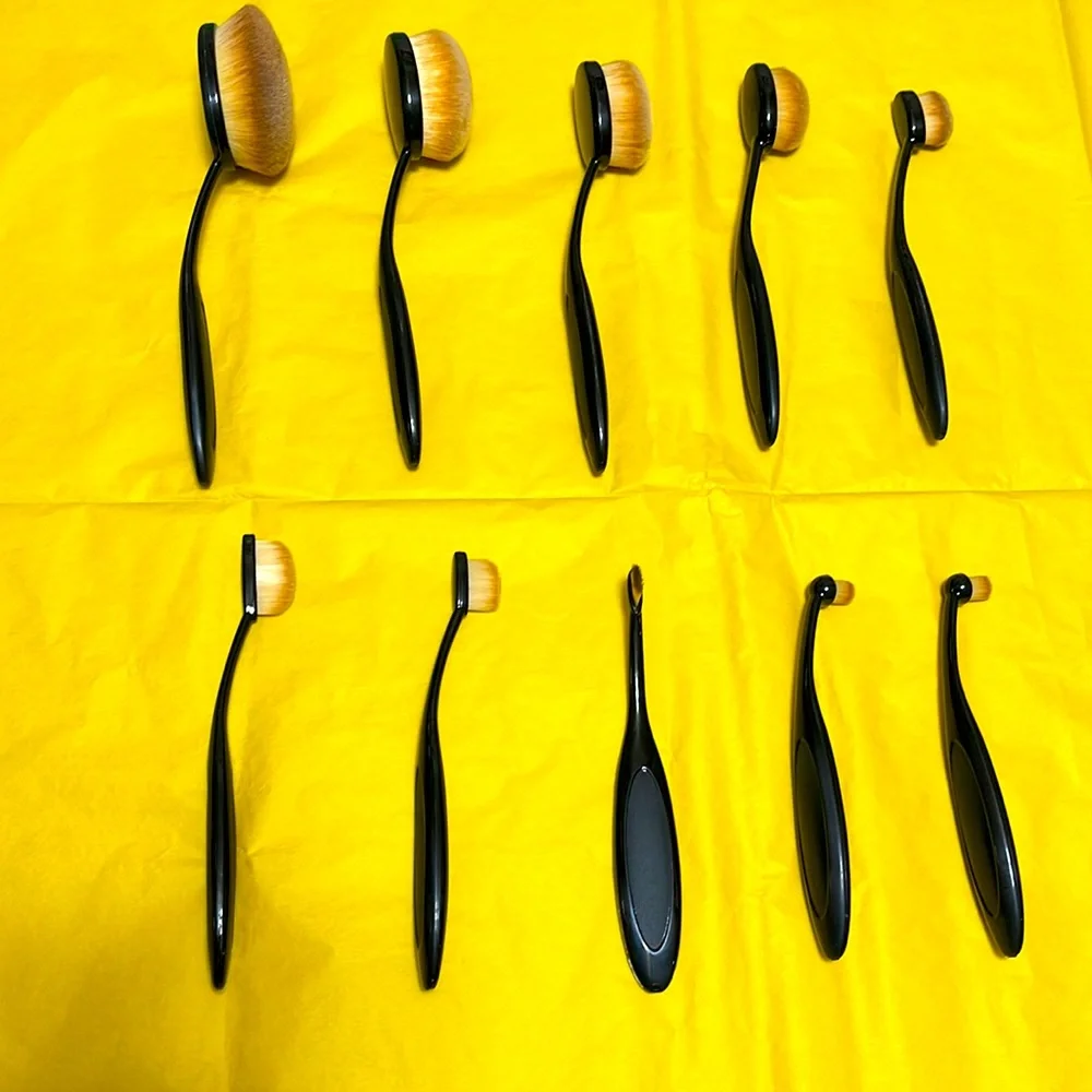 10 PIECE SUPER SOFT SYNTHETIC HAIR MAKEUP BRUSH SET WITH BLACK HANDLES